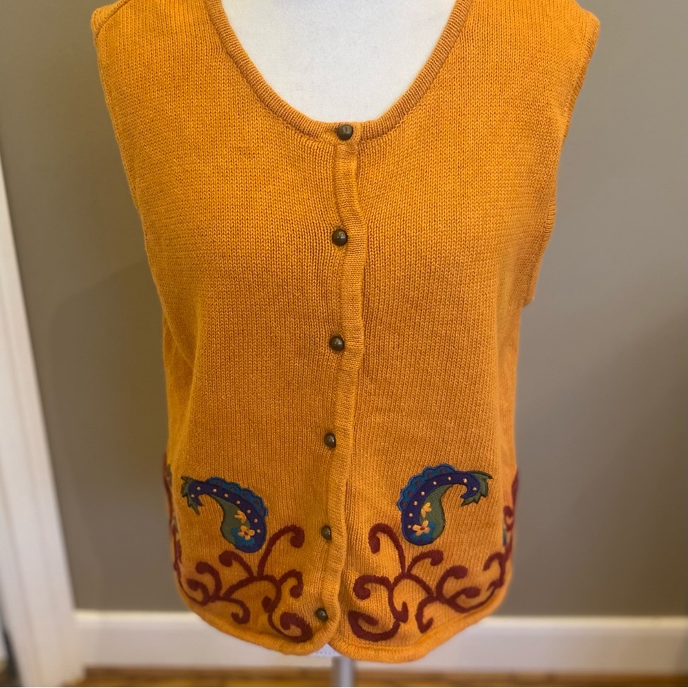 Vintage BECHAMEL Paisley embroidered sweater vest cardigan